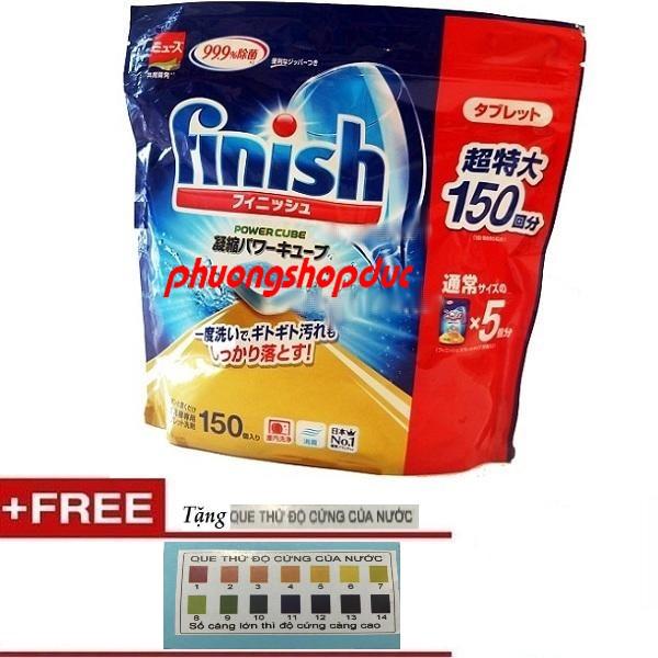 Cung cấp viên rửa chén bát ly Finish 150 viên, tặng que thử độ cứng của nước dùng cho máy rửa bát (viên tổng hợp bột,muối,bóng hàng nhật)tđ somat alio