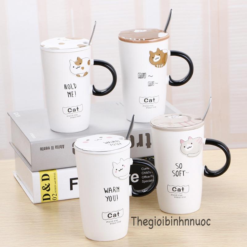 Ly Sứ Hình Mèo Có Nắp Dễ Thương C20