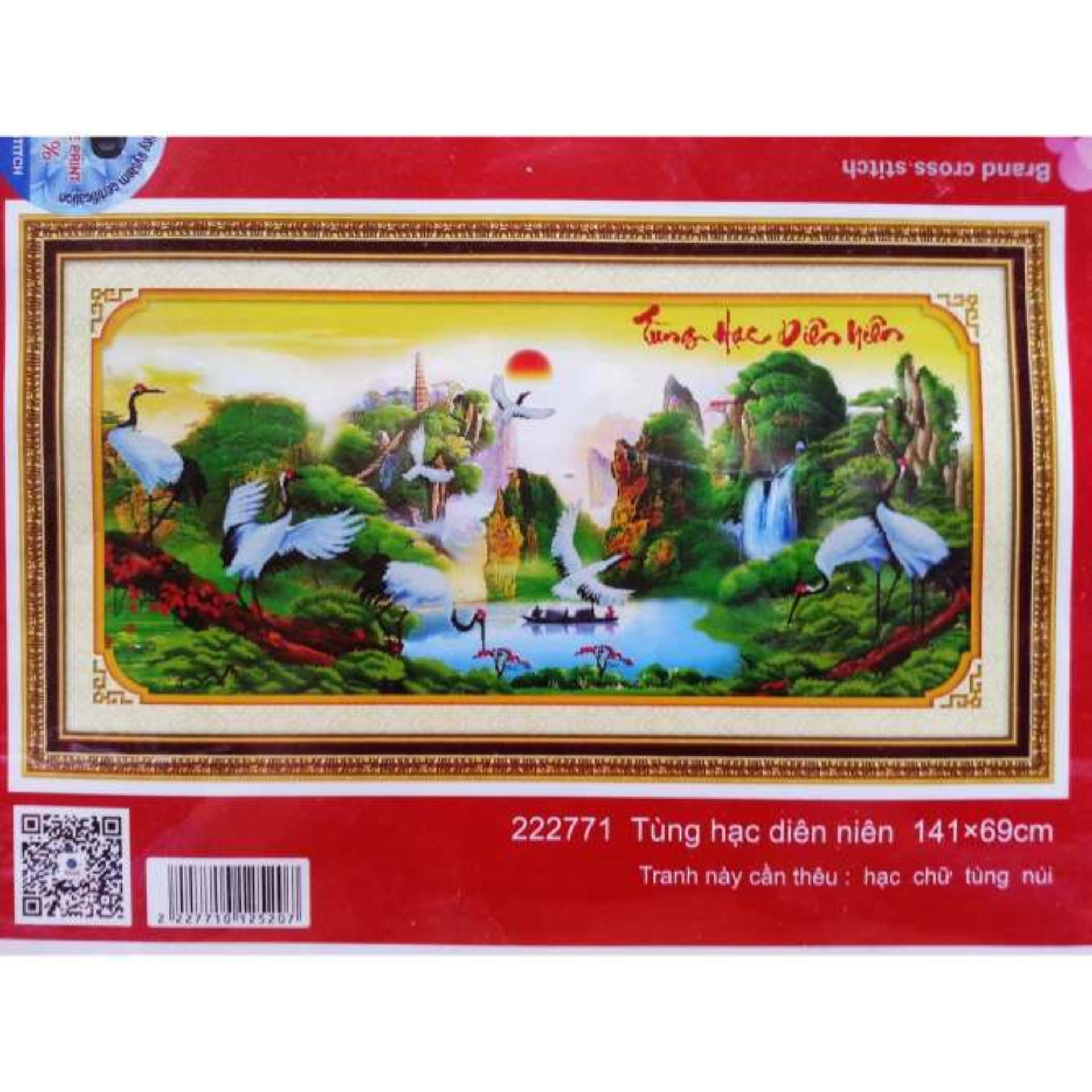 Tranh thêu chữ thập tùng hạc diên niên 222771