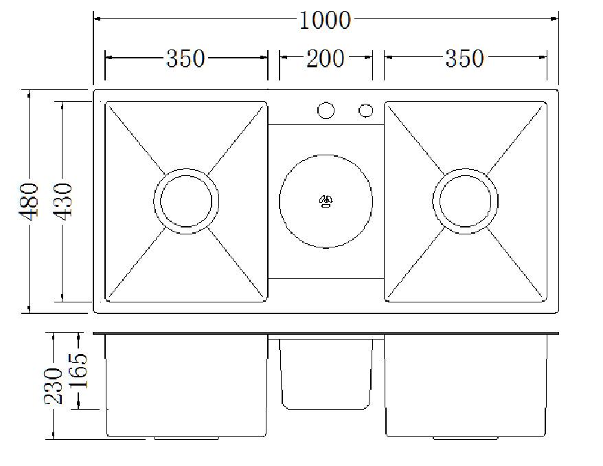 Chậu rửa chén Handmade Inox SUS 304 2 hộc 1 hố rácEurolife EL-C2 (Trắng bạc)