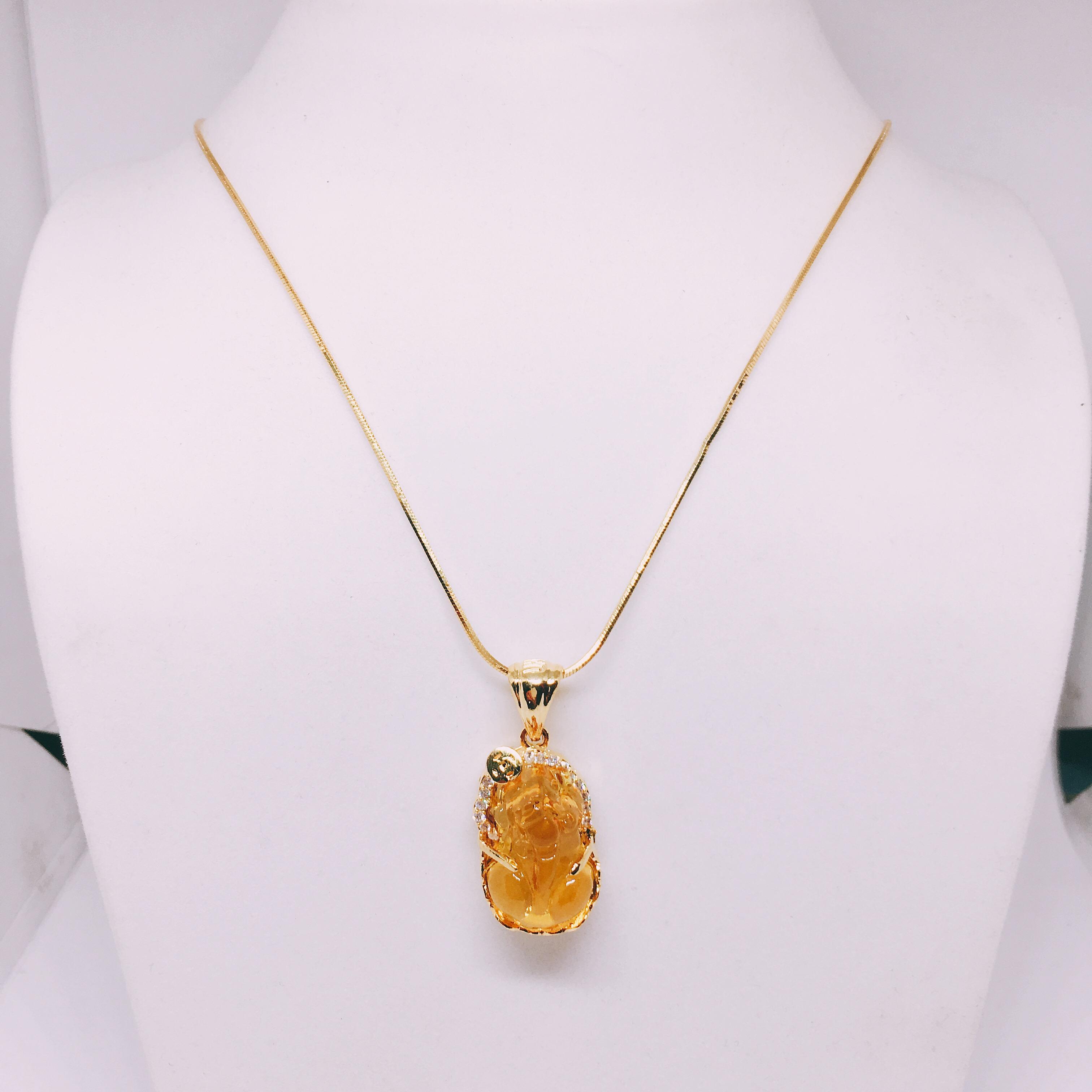 Dây chuyền nữ bạc Thái mạ vàng cao cấp + mặt phong thủy ( ông nghê ngậm tiền vàng )