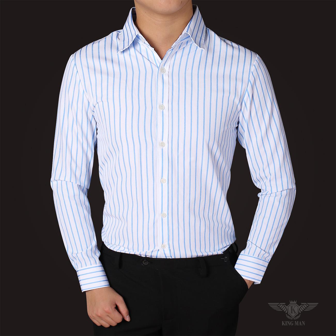 Sơ mi cao cấp Sọc xanh nhạt trẻ trung