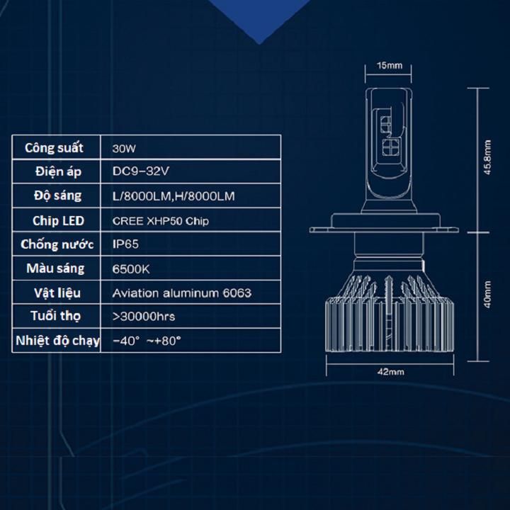 Đèn pha LED T8 hạt Led CREE- chip XHP50 siêu sáng