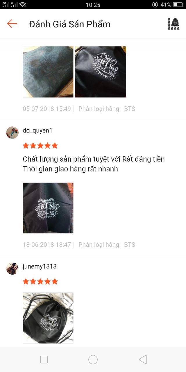 [HCM]Balo Dây rút BTS - vừa A4