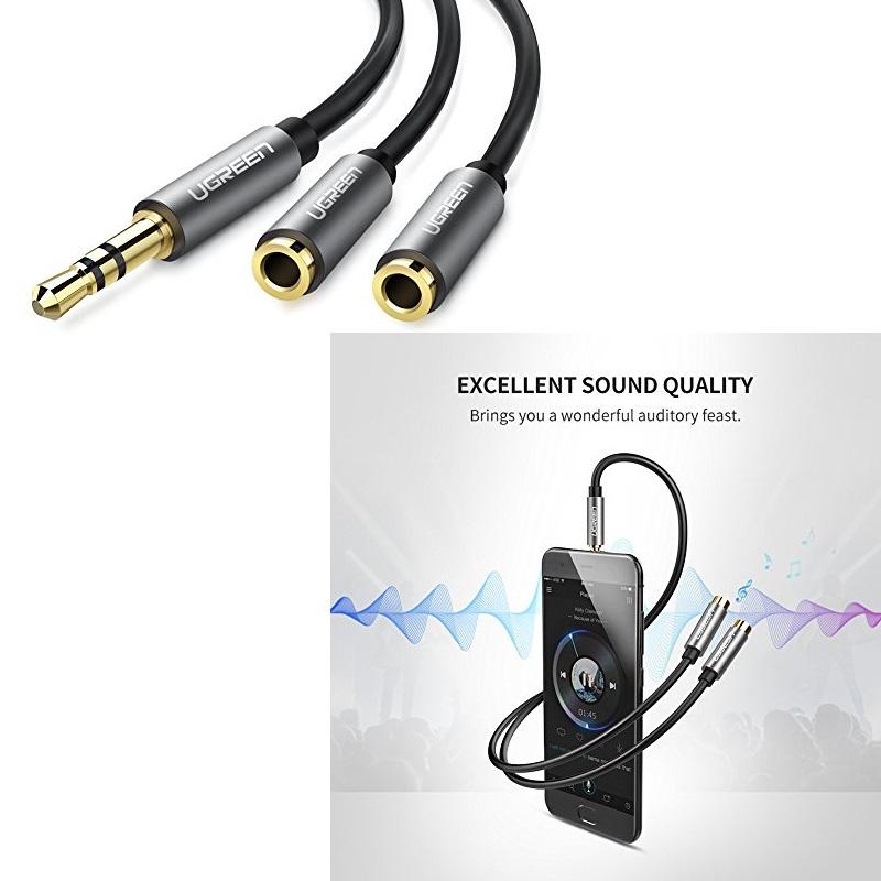 Cáp Audio 3.5mm 1 ra 2 UGREEN 10532 (20cm)