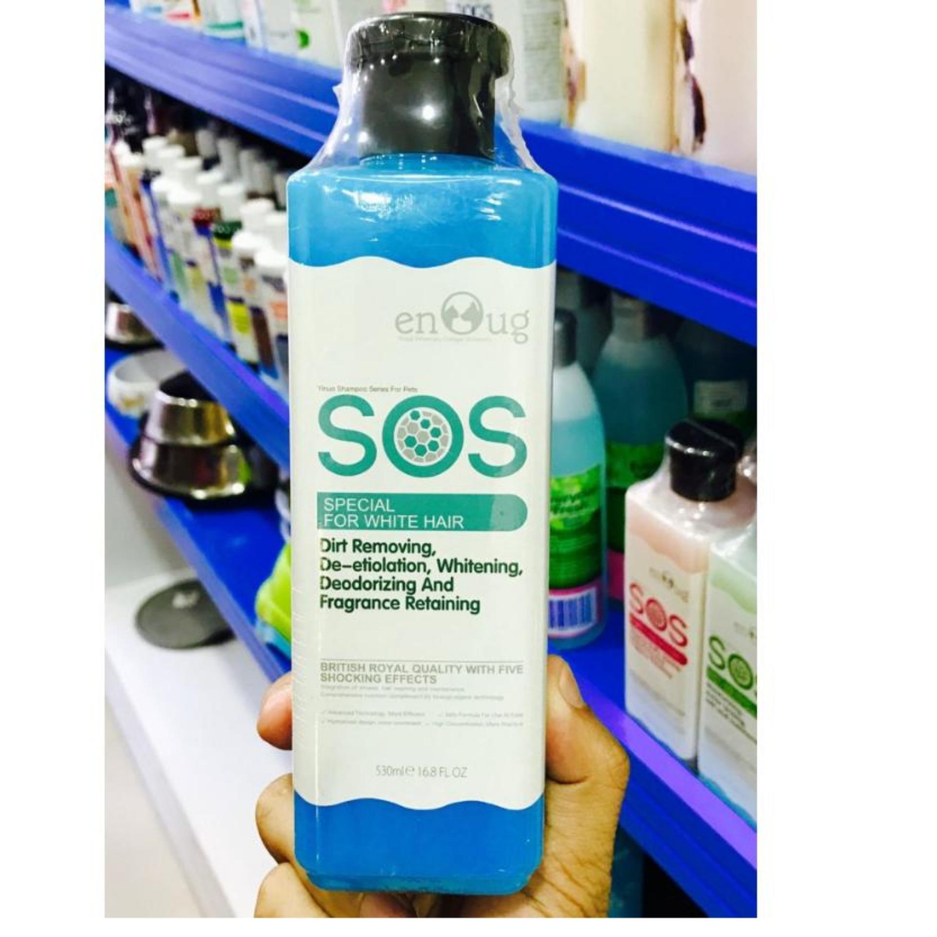 Sữa tắm cho chó lông trắng SOS xanh dương 530ml