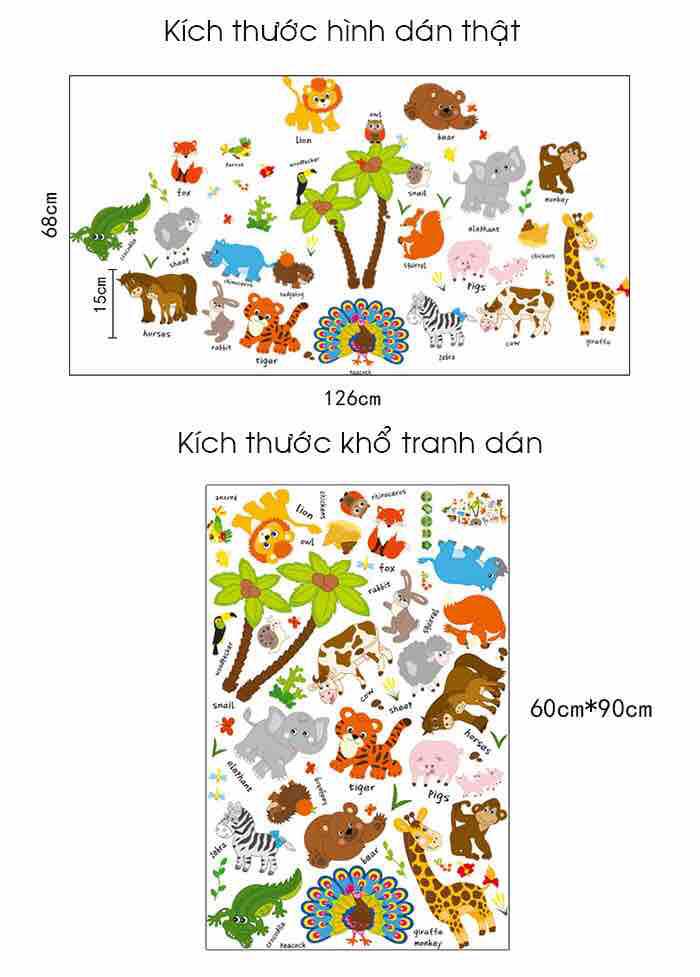 Decal tranh dán tường tiếng anh cho bé
