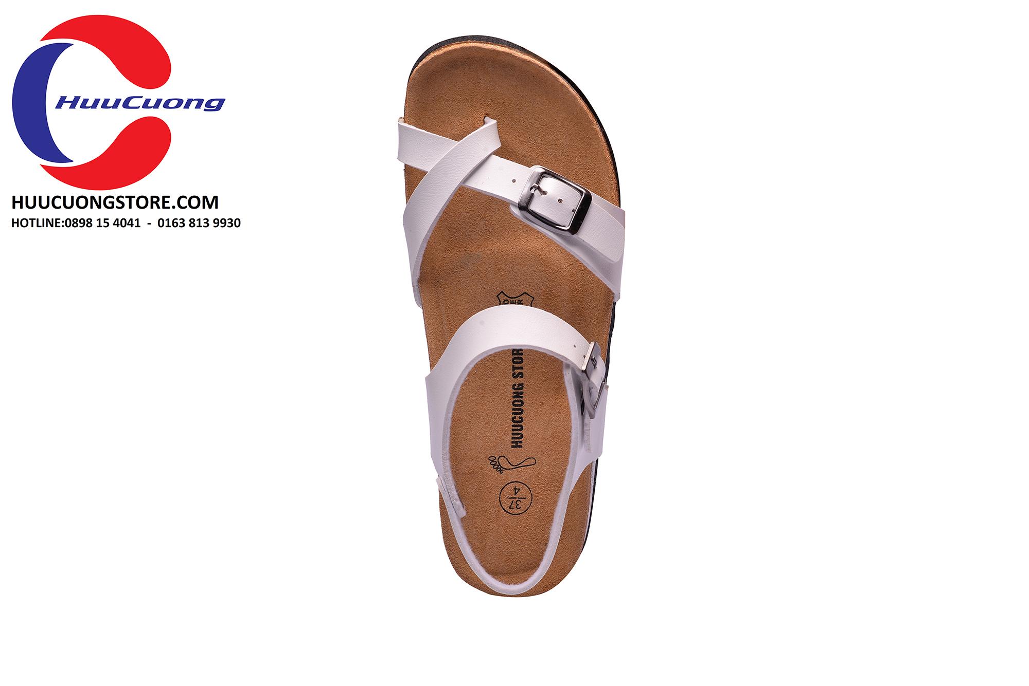 Giày sandal xỏ ngón trắng nam nữ đế trấu