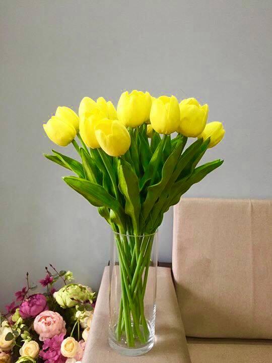Combo 10 cành hoa tulip silicon siêu đẹp, cành dài 32cm