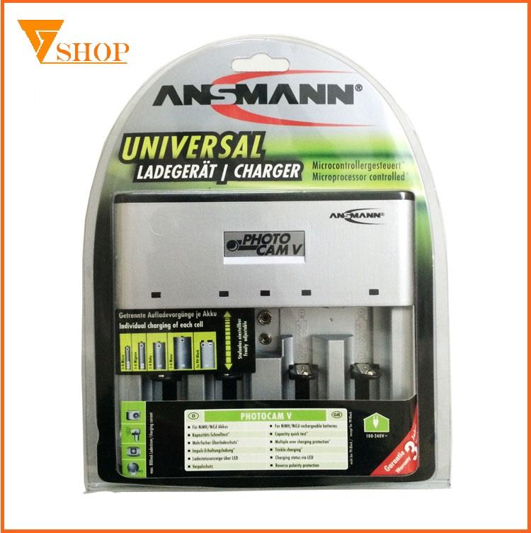 Combo 10 Máy sạc pin aa, aaa, 9V, C, D Photocam V Ansmann đa năng, tự ngắt