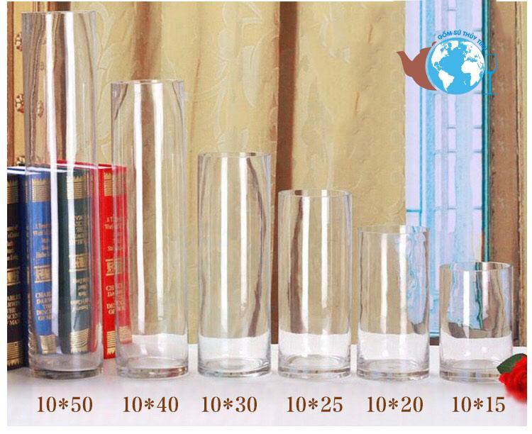 [HCM]Bình Bông Thuỷ Tinh Trụ Tròn 10x50 Cm