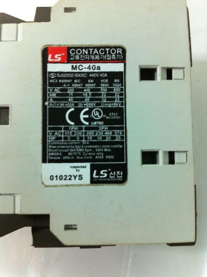 KHỞI ĐỘNG TỪ (CONTACTOR) LS MC-40A 40A COIL AC