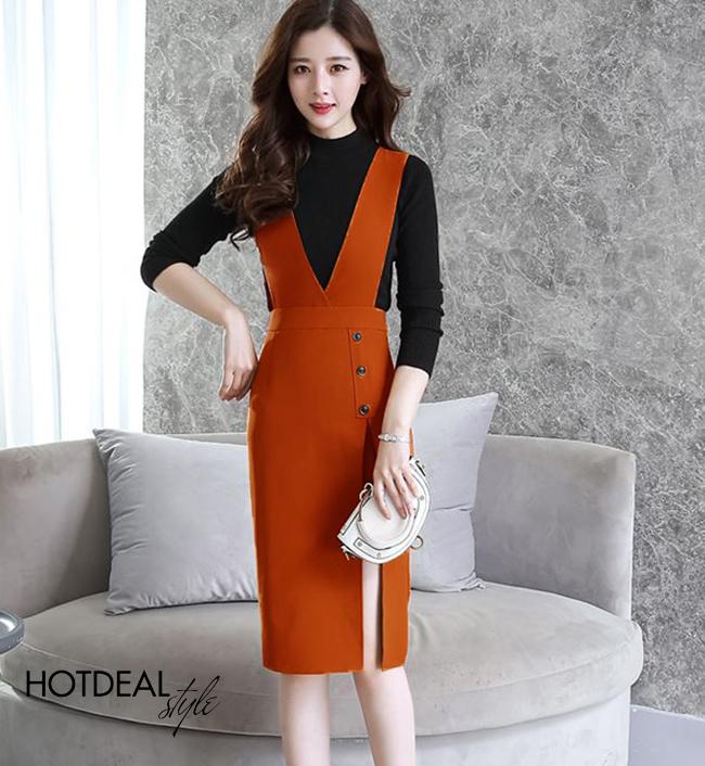 Váy yếm xinh xắn Phong Cách Hàn Quốc Cực Hot