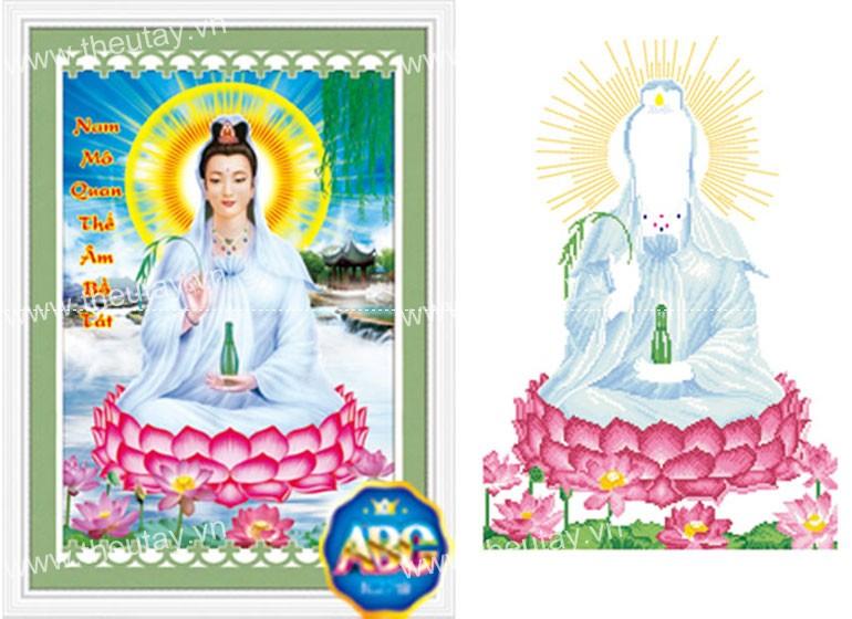 [HCM]Tranh Đính Đá ABC 3D Nam Mô Quán Thế Âm Bồ Tát DF349 (KHÁCH TỰ ĐÍNH) KT:55X75CM