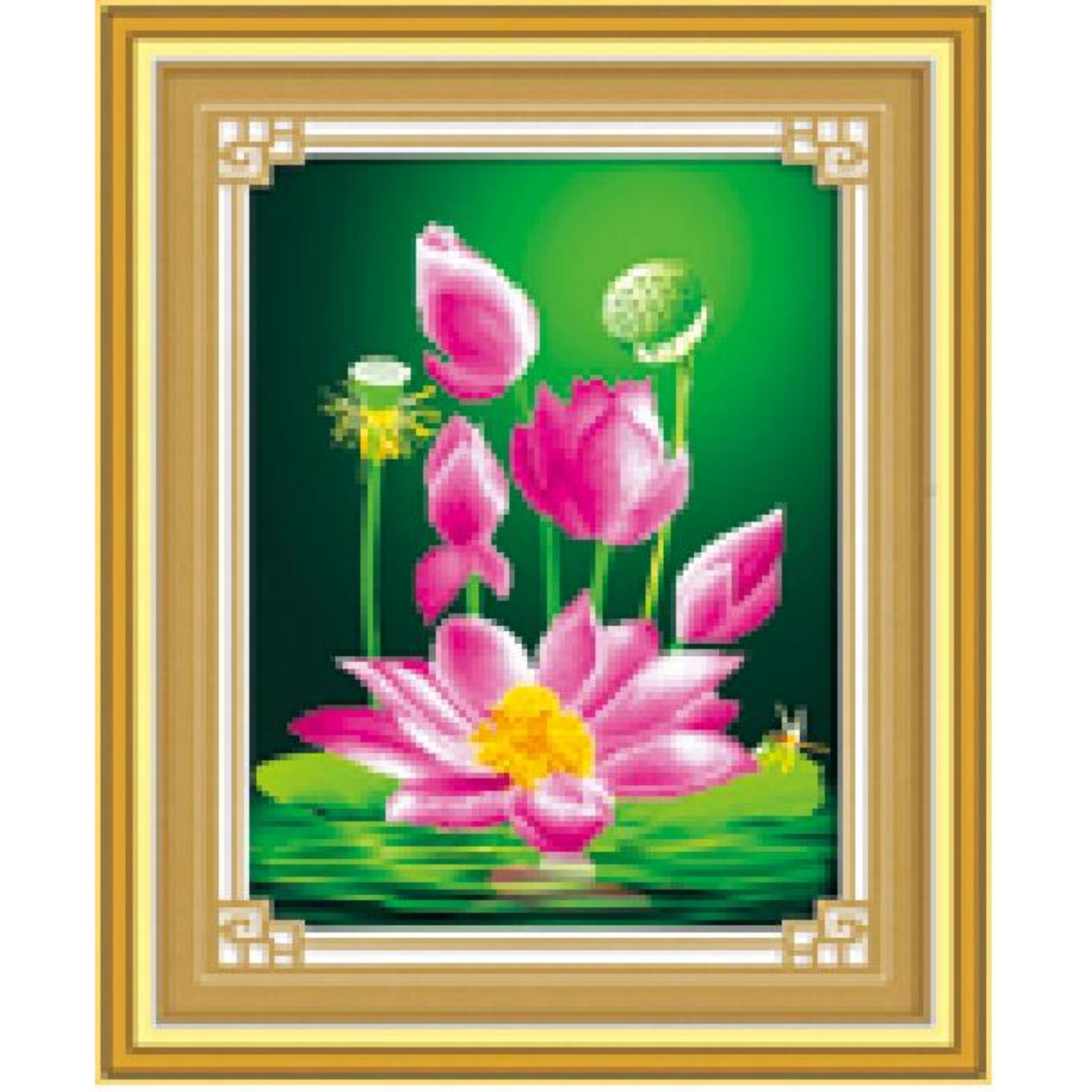 Tranh đính đá hoa sen-DF2229-Ngọc Thịnh