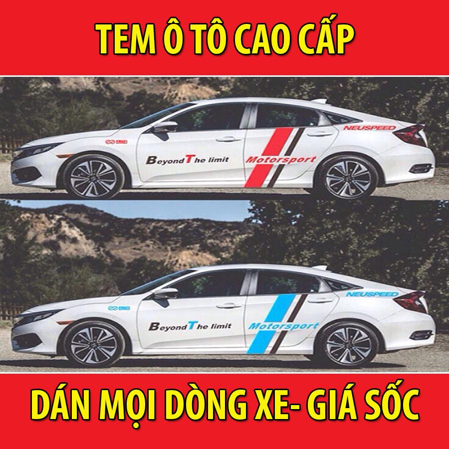 Tem dán sườn ô tô phong cách thể thao