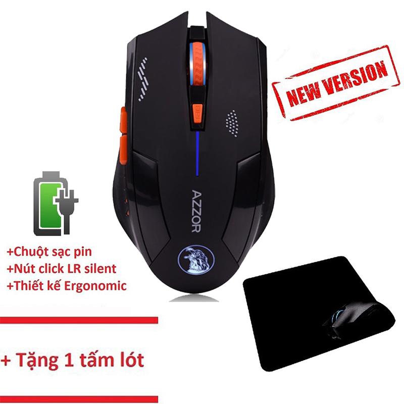 [Tặng lót chuột] Chuột Azzor Eagle Pin Sạc Không Dây Version 3 Click cực êm