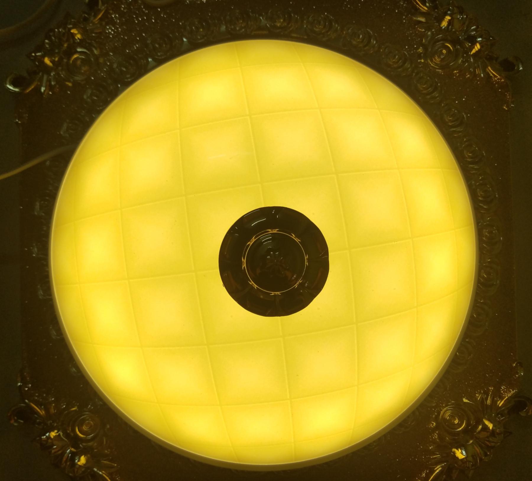 Đèn mâm  ốp trần 9029 vuông viền vàng vân gạch  3 màu thay đổi trắng,vàng,tự nhiên. ( Ceiling lamp )