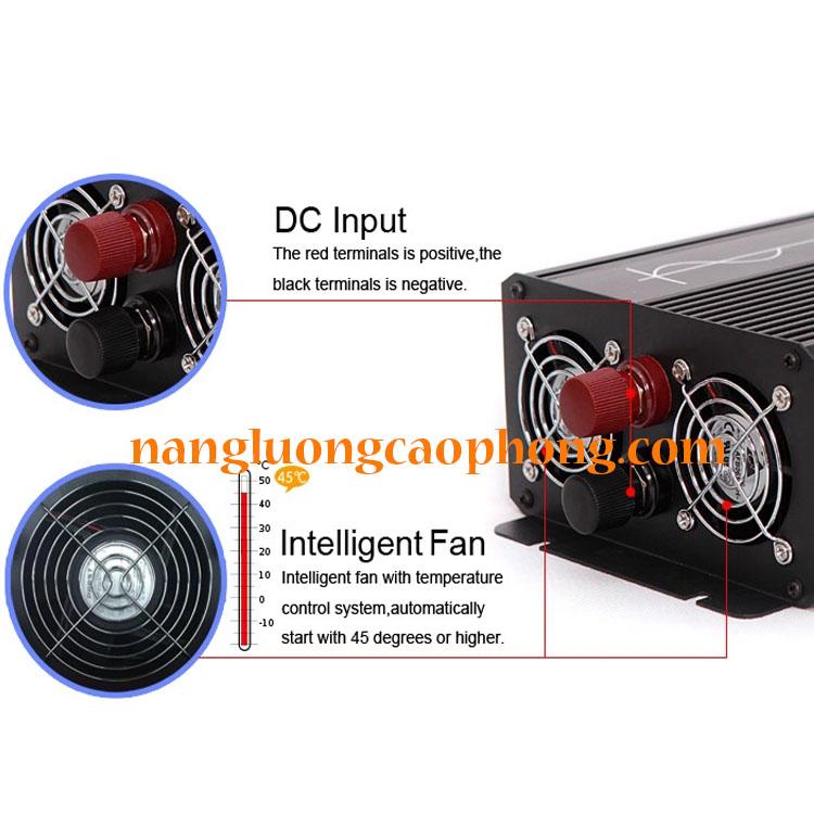 Bộ đổi nguồn - máy kích điện / inverter 600W 1000VA sin chuẩn 12V (pure sine wave)