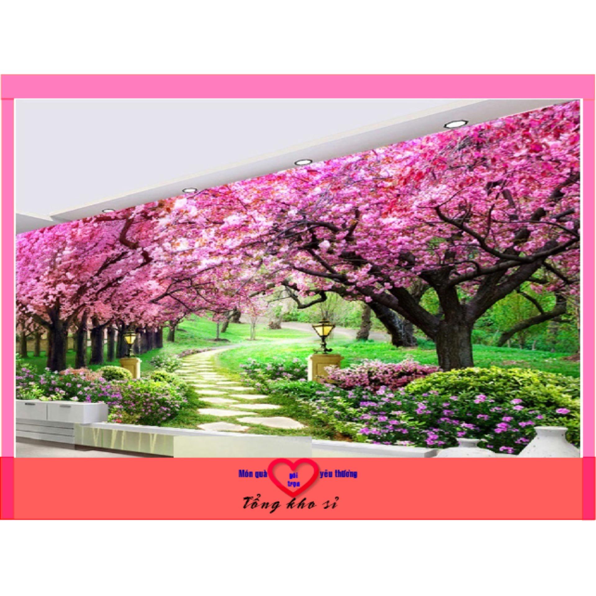 Tranh thêu chữ thập rừng cây màu tím monalisa FJ0737-Siêu thị tranh thêu