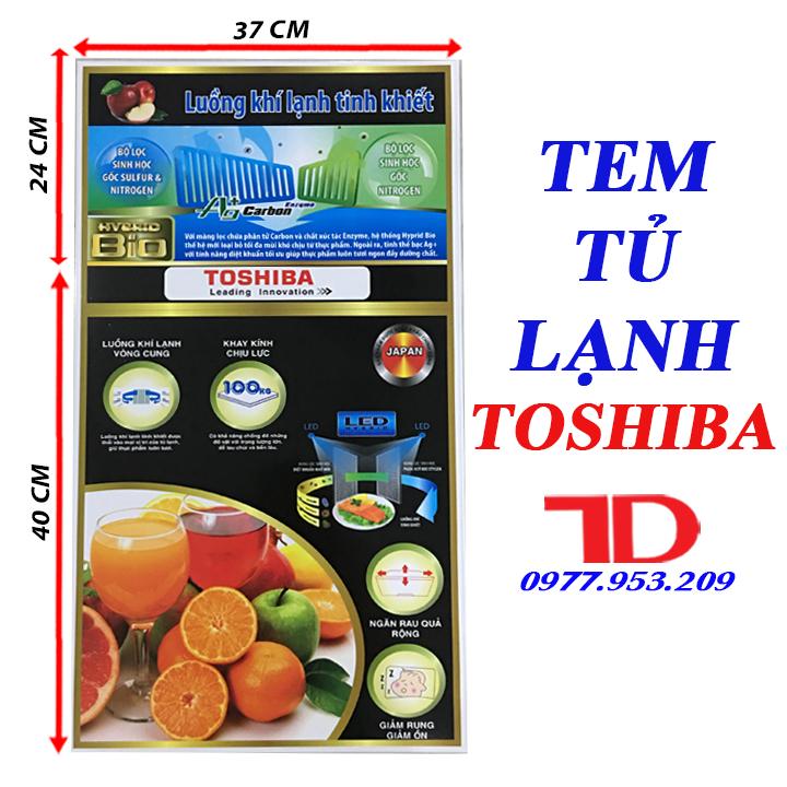 Tem dán tủ lạnh toshiba, tem dán tủ lạnh, tem tủ lạnh toshiba