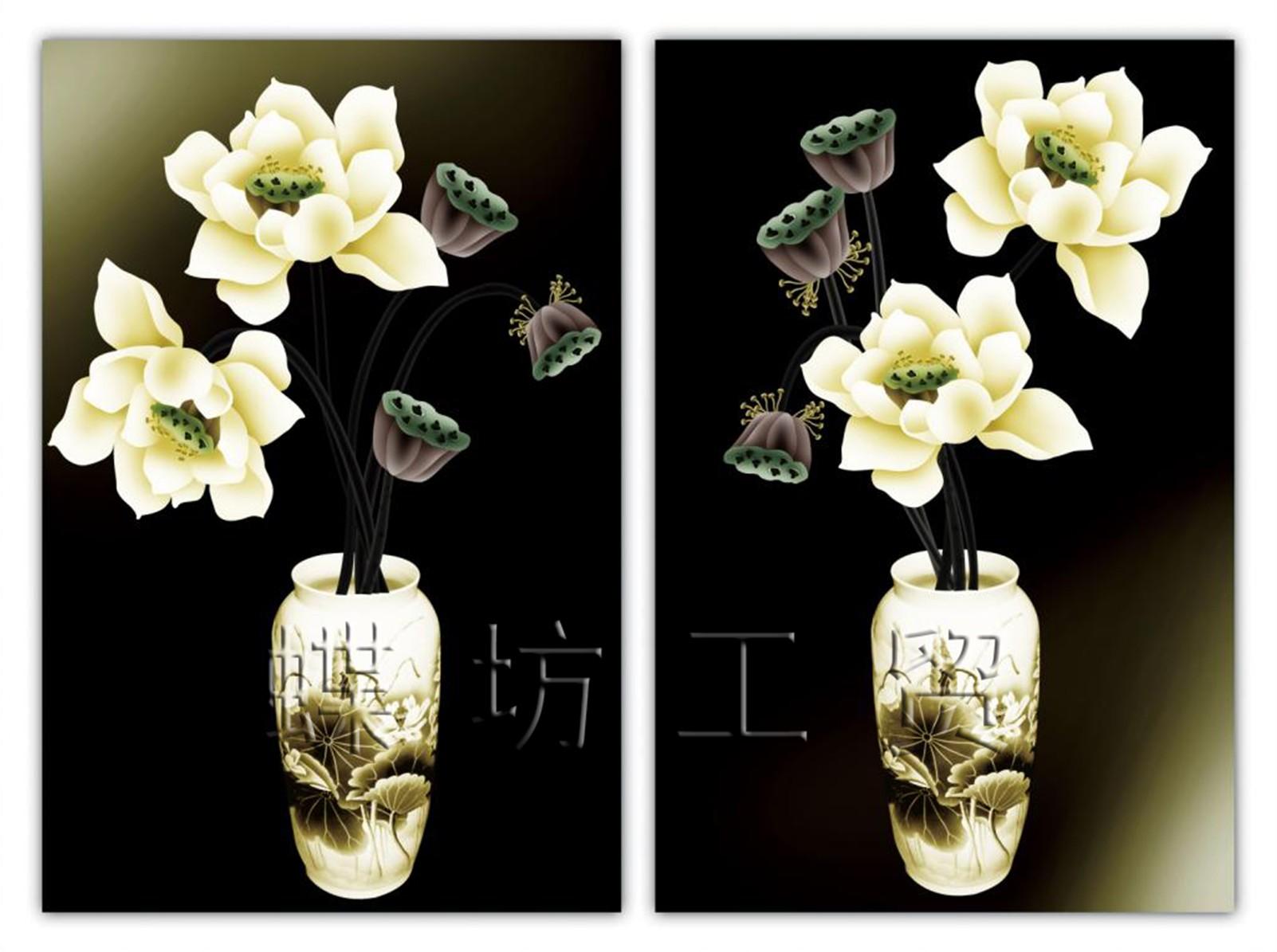 Tranh thêu chữ thập hoa ghép 2 bức A842