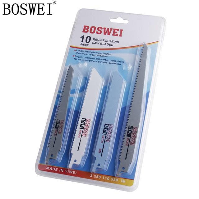 Bộ 4 loại lưỡi cưa sắt gỗ cưa kiếm Boswei (tổng 10 lưỡi)
