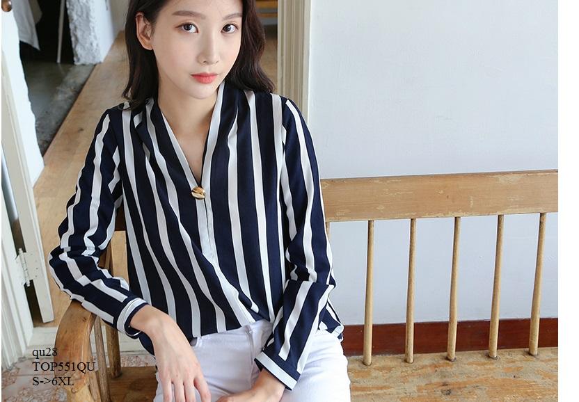 TOP551QU ÁO SƠ MI NỮ VOAN SỌC