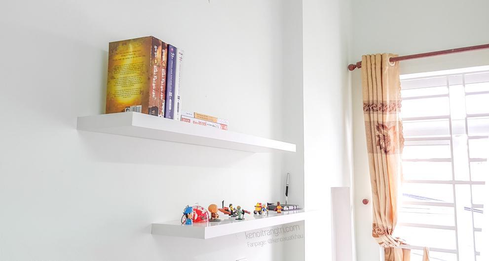 Kệ gỗ treo tường xuất khẩu màu trắng (Blanca), 1 thanh kích thước  60 x 19.5 x 3 cm