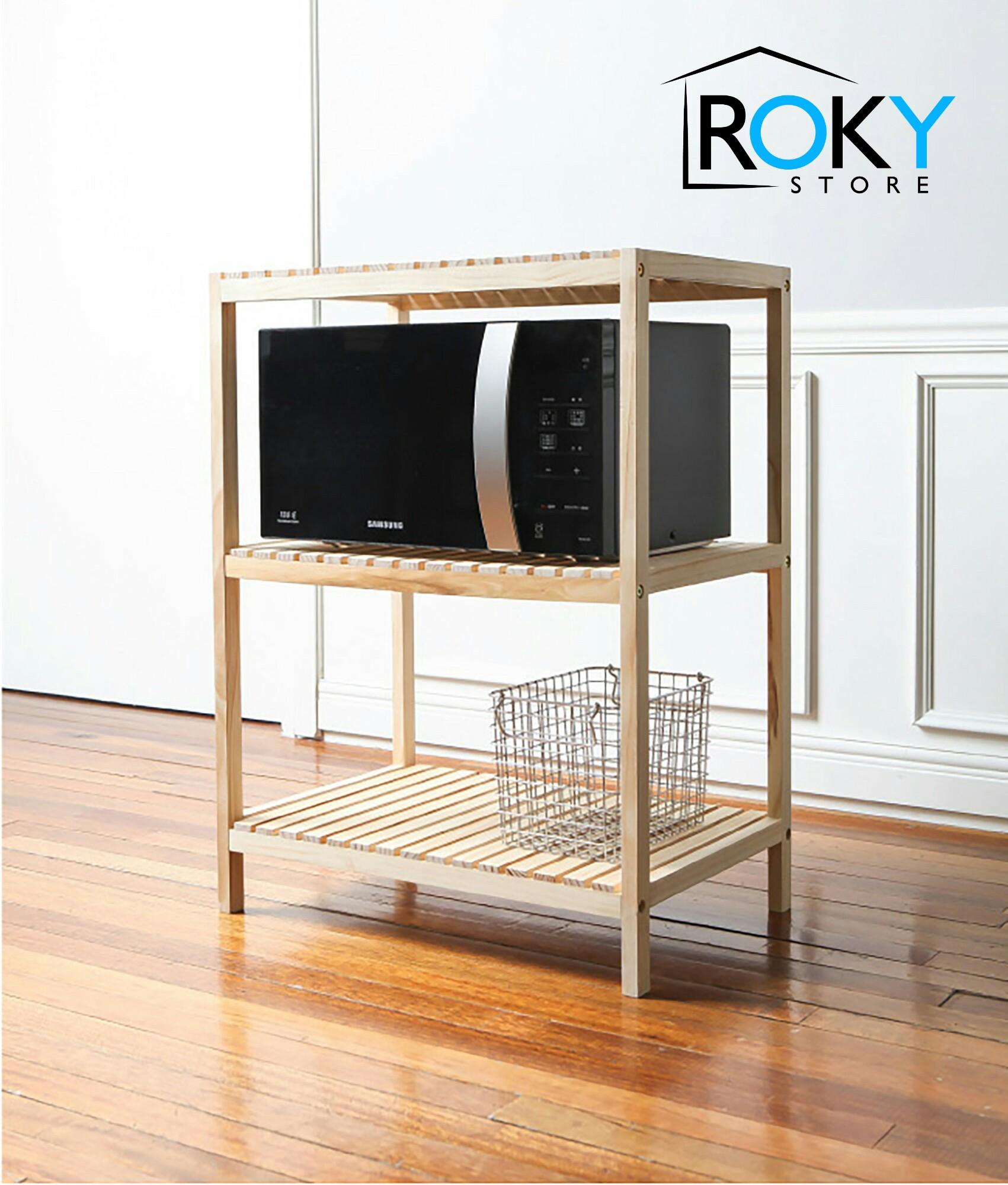 Kệ để lò vi sóng 3 tầng màu tự nhiên - over rack 3f natural - 다용도수납장 - 우드