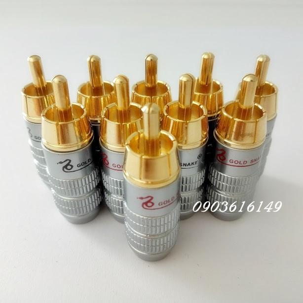 Bộ 10 Đầu hàn Jack AV / RCA / Hoa sen Gold snake bạc