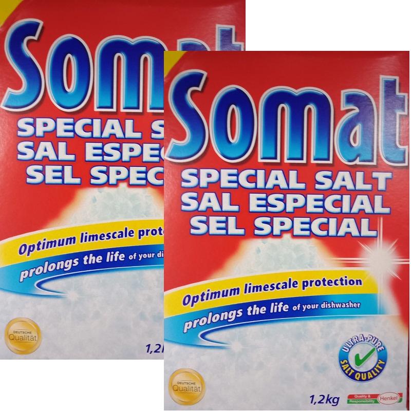 2 hộp muối làm mềm nước Somat ( Muối rửa vát Somat 1,2 kg) chuyên dùng cho các loại máy rửa bát