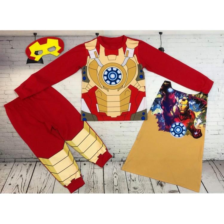 Đồ bộ bé trai in 3D tay dài siêu nhân người sắt Ironman