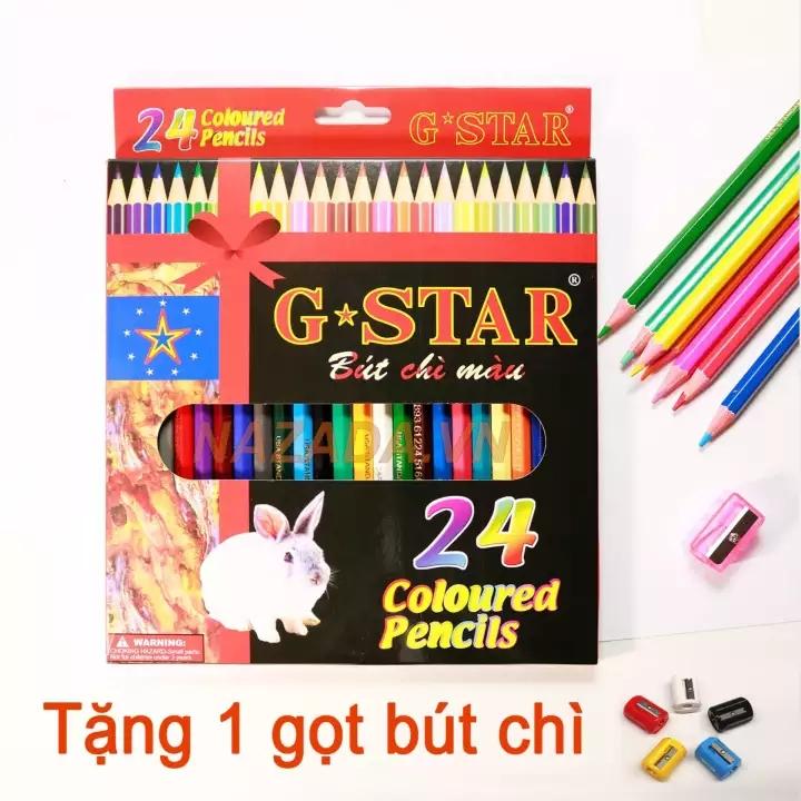 Hộp viết chì 24 màu gstar + tặng 1 gọt chuốt chì