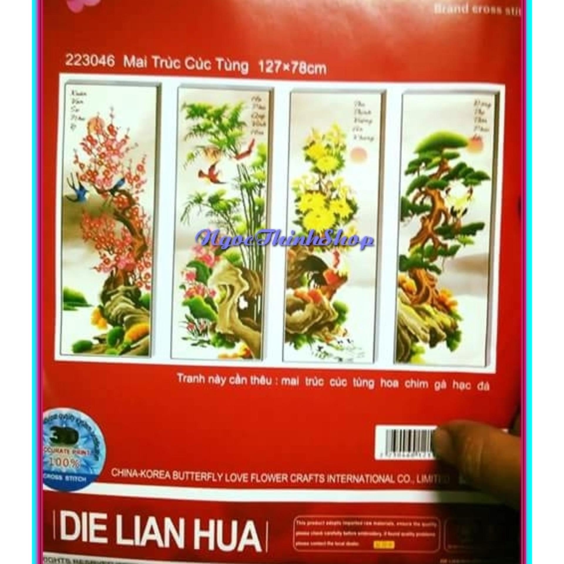 Tranh thêu chữ thập Tứ quý xuân hạ thu đông DLH-223046-Siêu thị tranh thêu