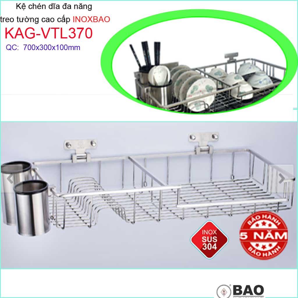 Kệ úp chén dĩa đa năng có ống đũa Inox Bảo KAG-VTL370