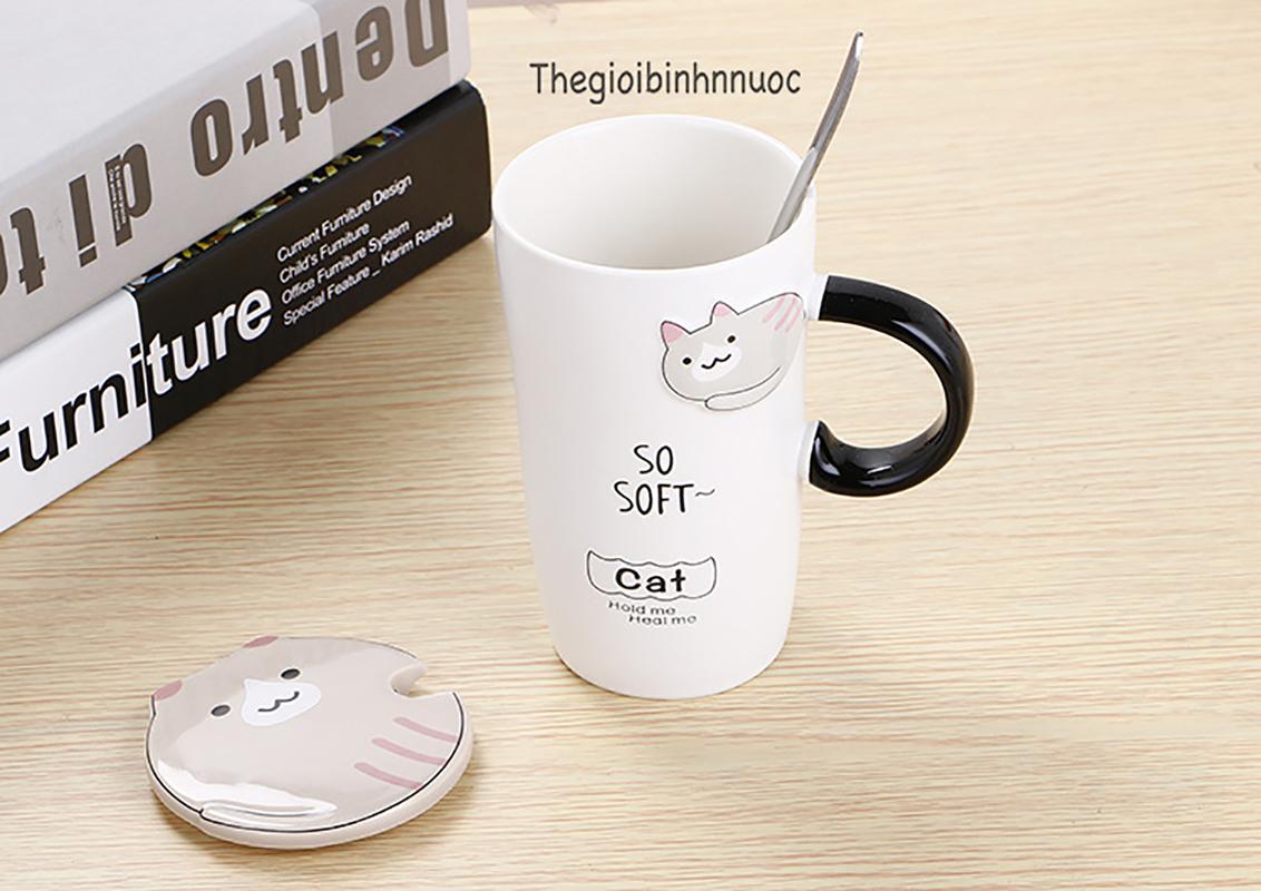 Ly Sứ Hình Mèo Có Nắp Dễ Thương C20