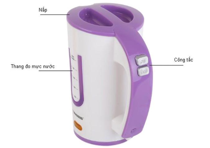 Ấm siêu tốc du lịch Tiross TS-1360 0.5L 1000W (Trắng)