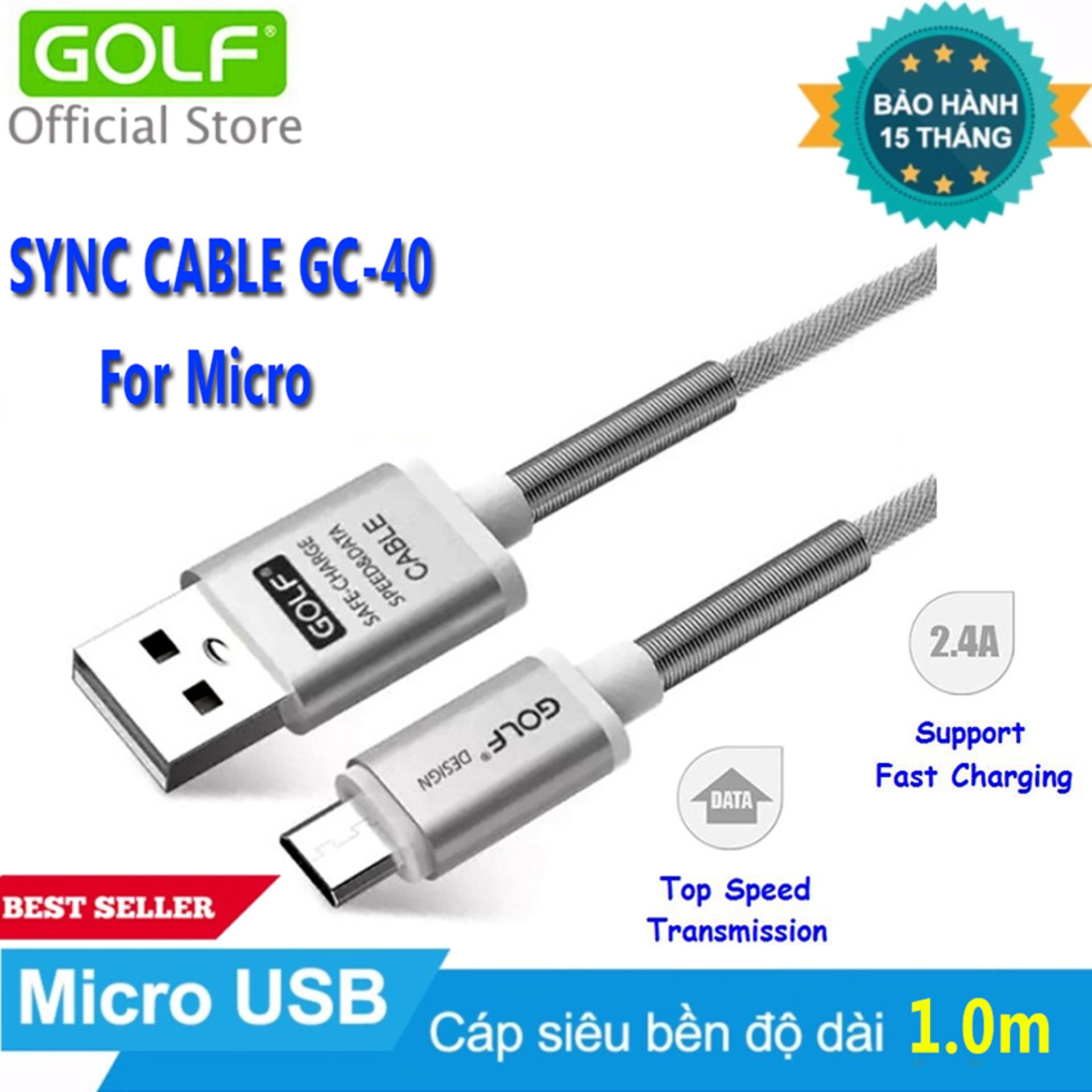 [HCM]Cáp sạc siêu bền GOLF PowerLine Micro USB 1.0m (Trắng)
