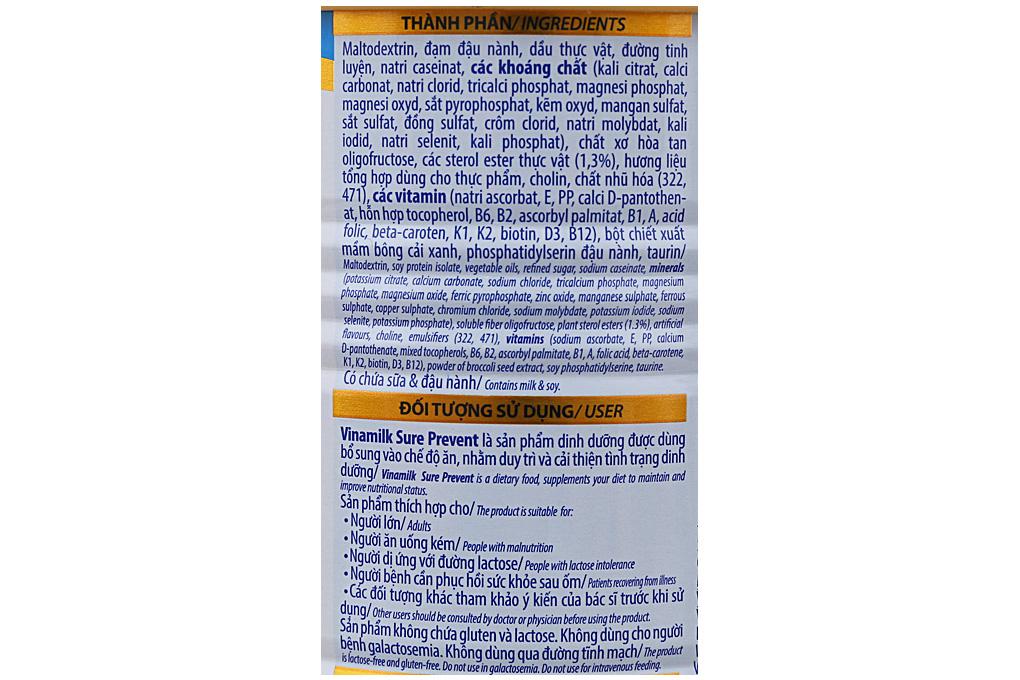 Sữa bột Vinamilk Sure Prevent lon 400g (dinh dưỡng dành cho người lớn)