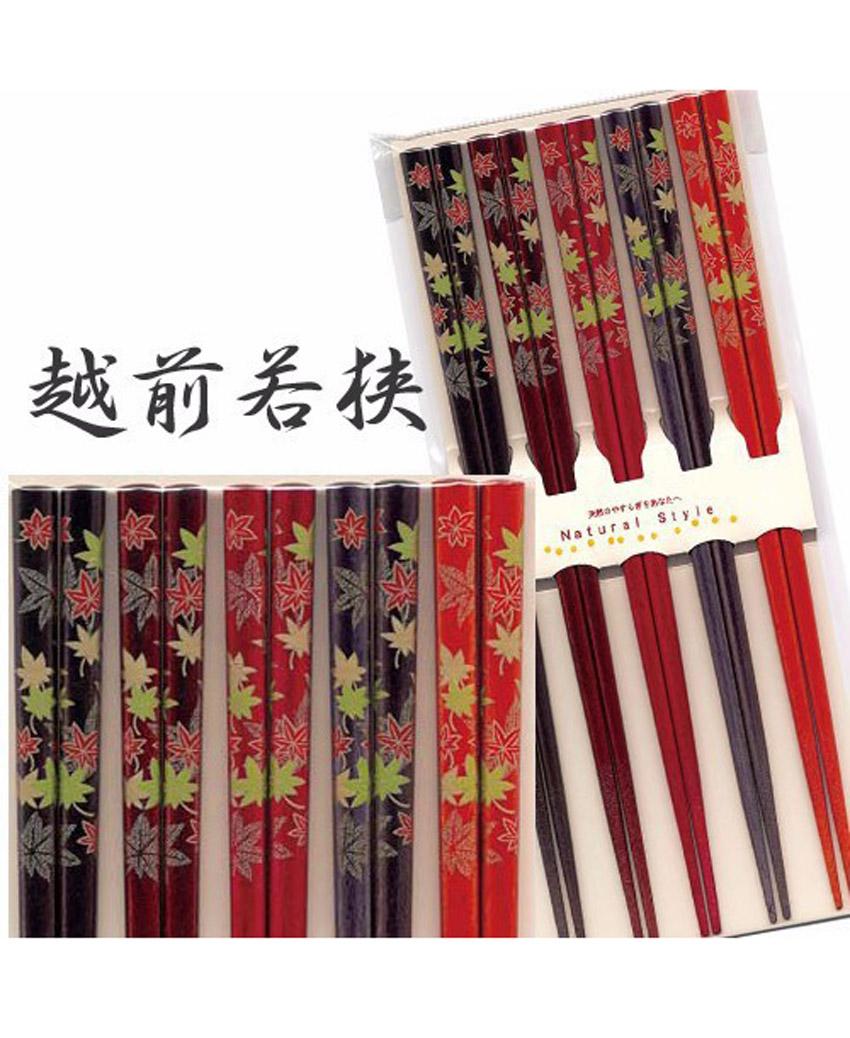 Set 5 đôi đũa mẫu lá phong (Made in Japan) - Hàng Nhật nội địa