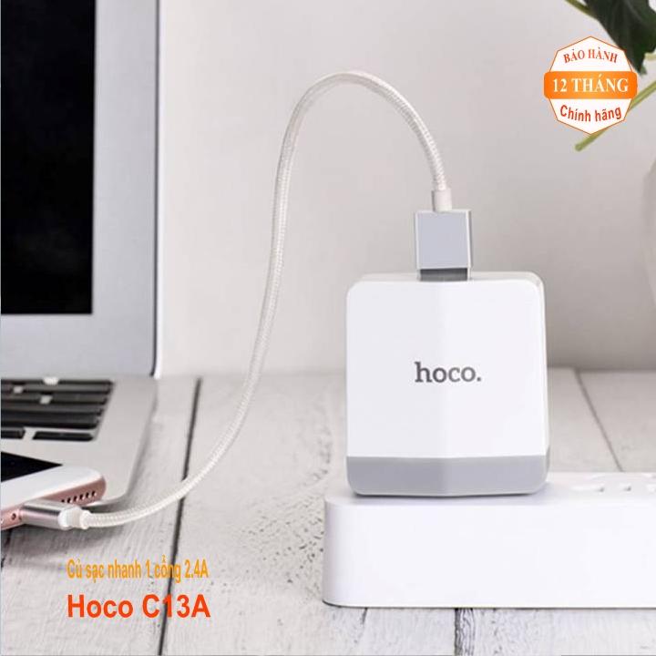 Củ sạc nhanh 1 cổng USB 2.4A Hoco C13A - BH 12 tháng