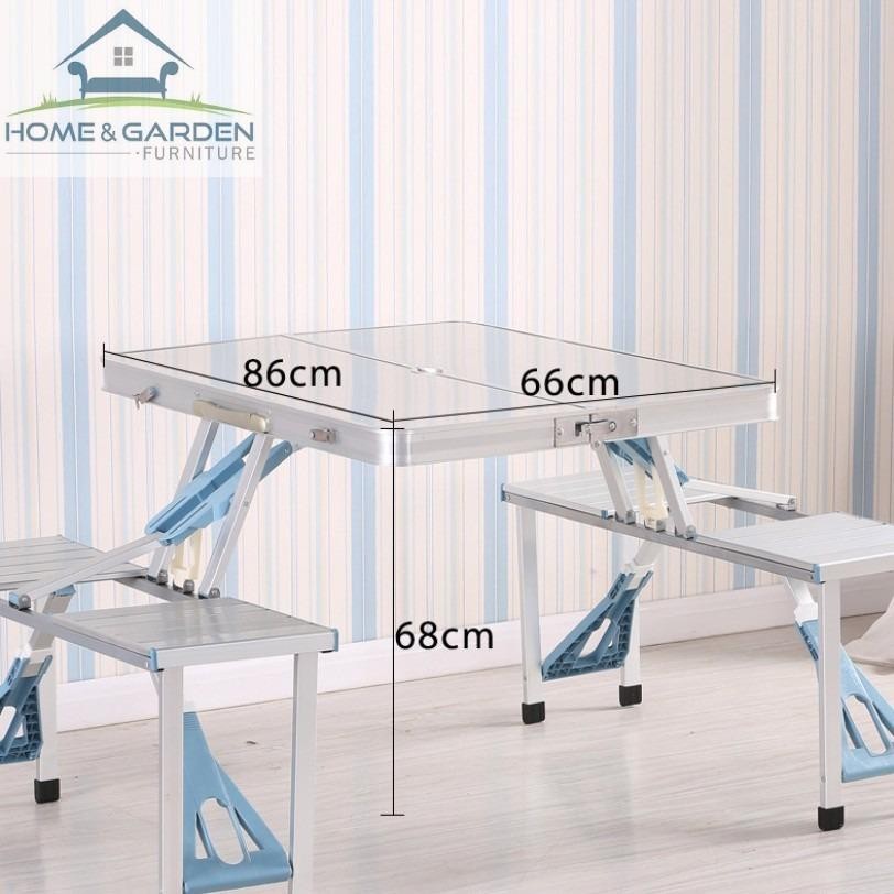 Bộ bàn ghế xếp gọn du lịch Home And Garden chất liệu nhôm cao cấp Size: 86x66x68cm