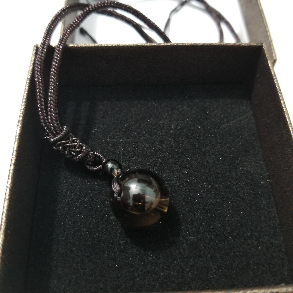 Vòng Đeo Cổ Dây Chuyền Đá Phong Thủy Đá Núi Lửa Obsidian Theo Ngũ Hành 16mm - Thủy