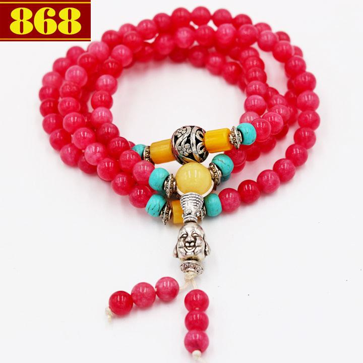 Vòng chuỗi 108 hạt đá ngọc tủy hồng BBD5