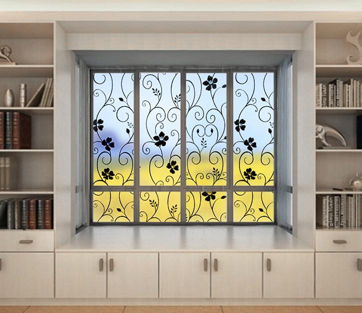 [HCM]5M x 45cm Decal Dán Kính mờ - Hoa Dây Đen GDK034