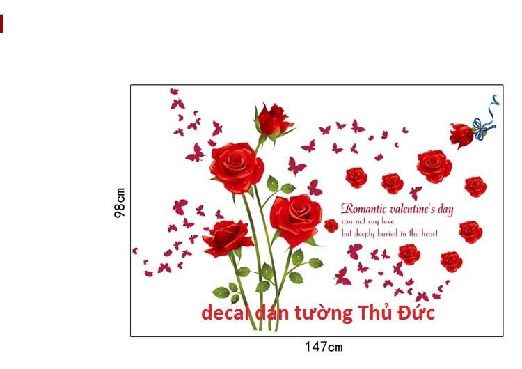 combo 2 bức decal hoa hồng tình yêu