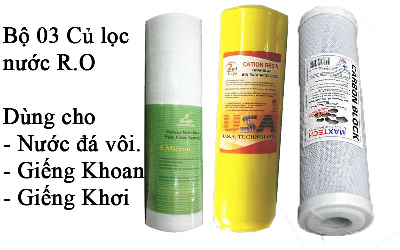 Bộ lõi lọc nước số 1,2,3 MaxTec (Chuyên dùng cho nguồn nước Đá vôi, Giếng khoan, Giếng khơi)