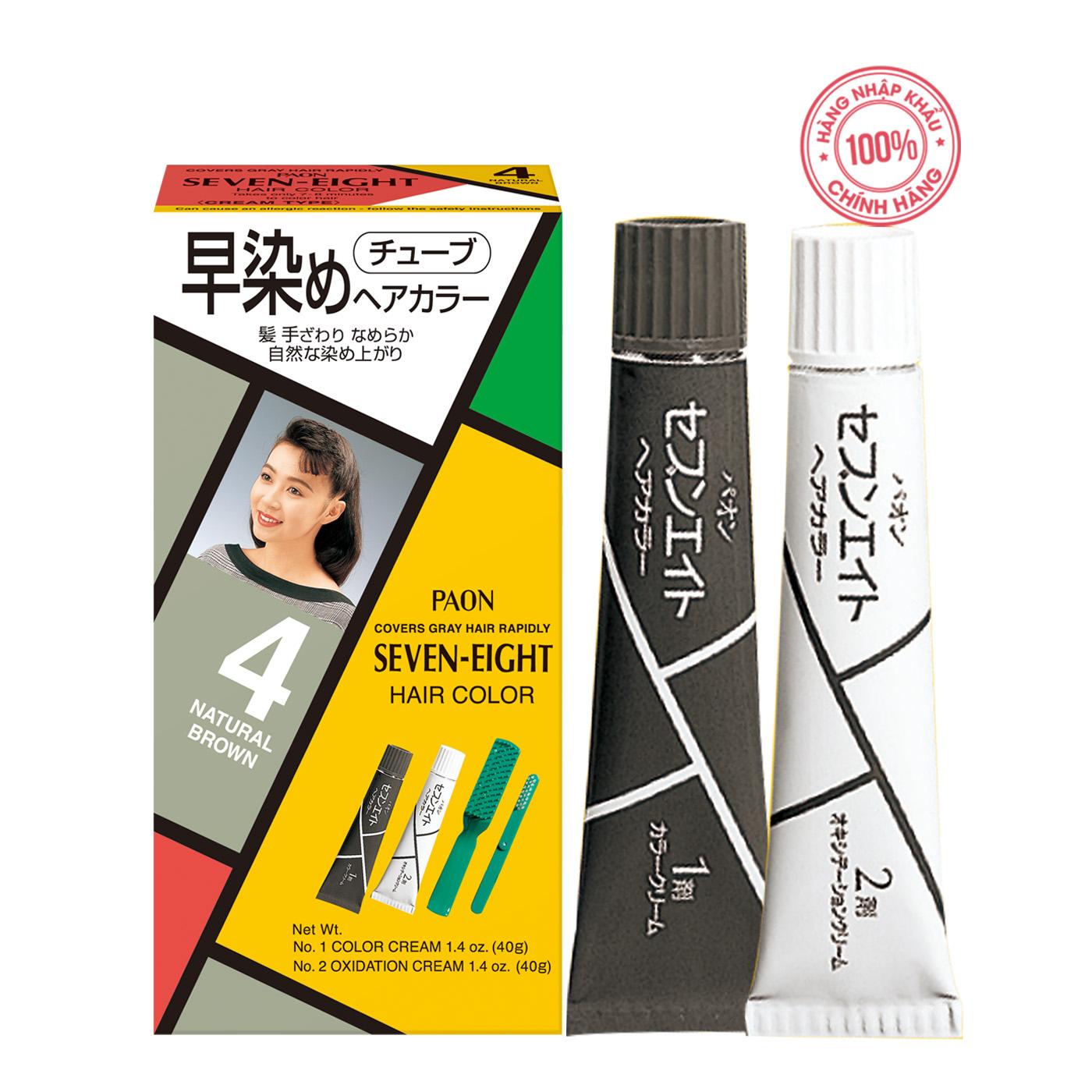 Nhuộm phủ bạc SEVEN EIGHT số 4 (Nâu tự nhiên) Nhật Bản (40g+40g)