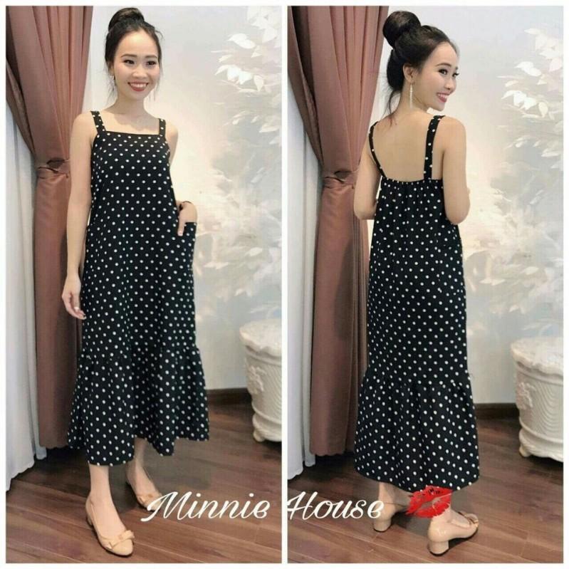 ĐẦM MAXI BẦU CHẤM BI ĐUÔI CÁ DỄ THƯƠNG
